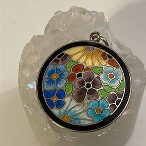 Antique Art Deco Enamel Floral Pendant